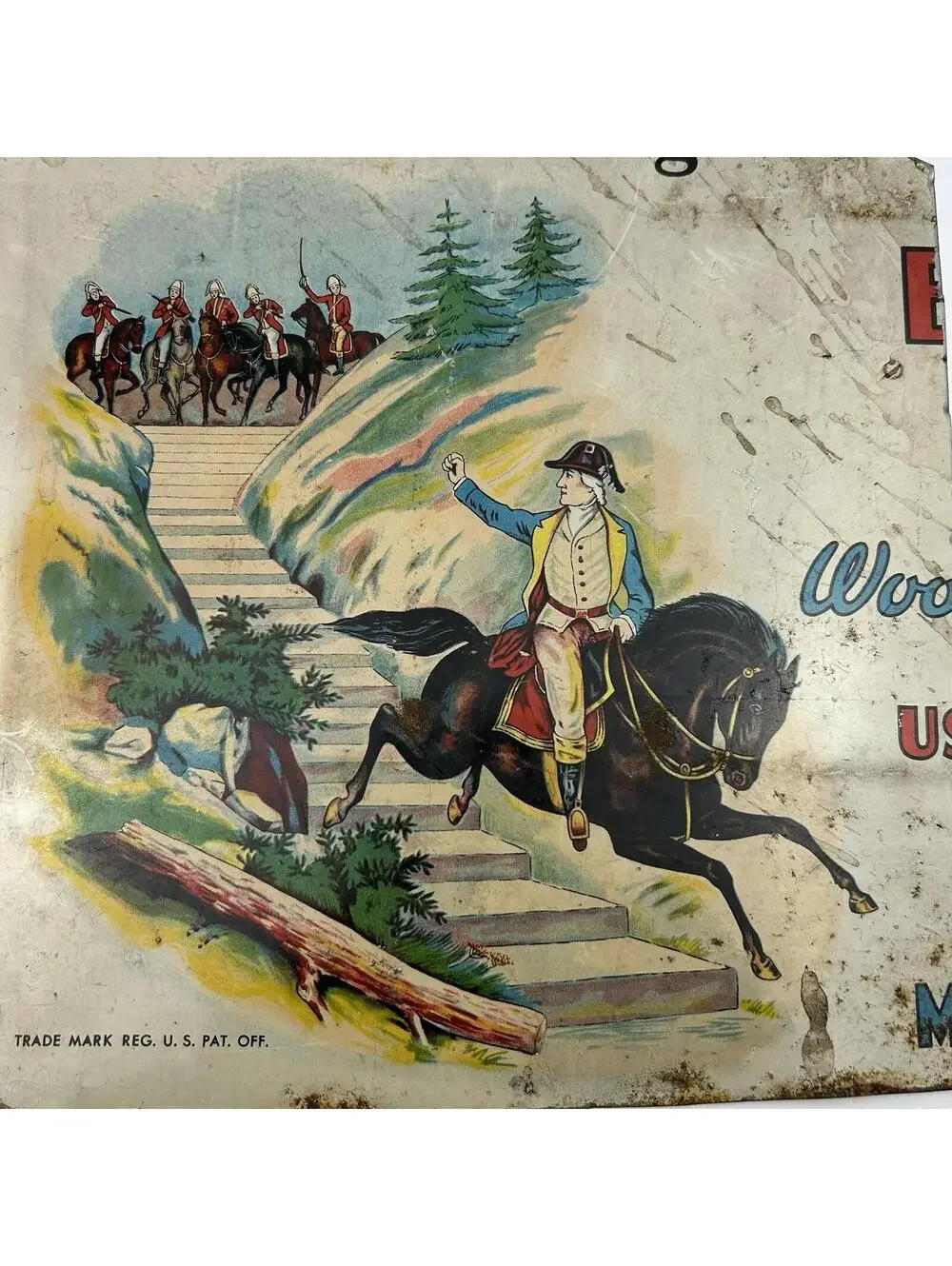Antique Putnam Dyes Tin Cabinet Sign Putnam Israel Revolutionary War Ride J2